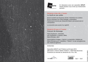 Évènements autour de l'exposition Bruit à la Villa Dutoit